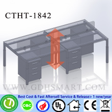CTHT-1842 screw height adjustable 2 person office desk with PVC sealing finished table top
